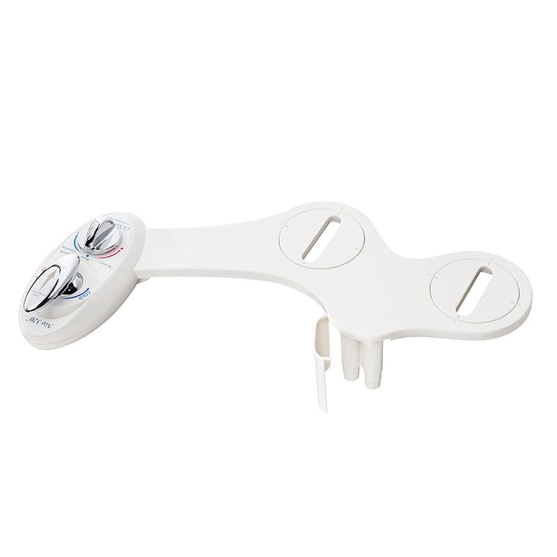 White shower handle with multiple functions on a white background