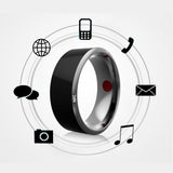 Smart ring with various function icons on a light gray background