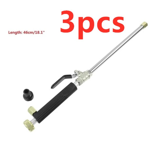 Car wash spray gun with three pieces on a white background
