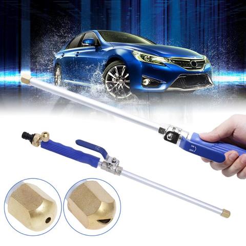 Car washing tool with a blue car in the background