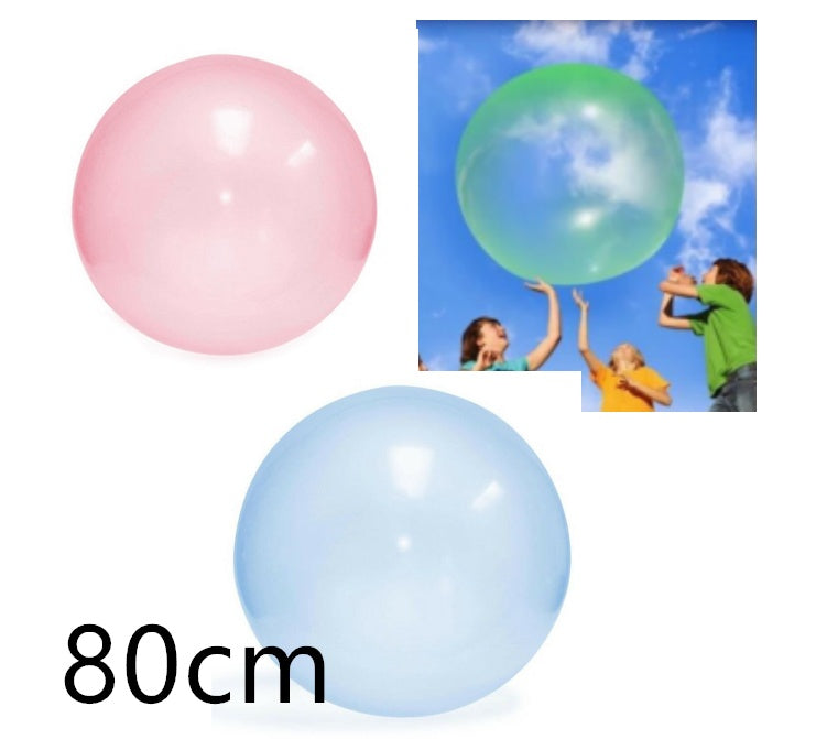 Three large balloons, one pink, one blue, and one green, with an inset showing people holding a green balloon against a blue sky.