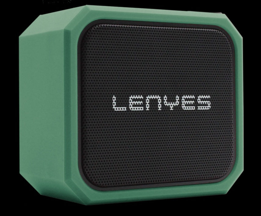 Green LENYES portable speaker on a black background