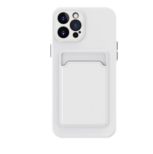 White phone case with card holder on a white background