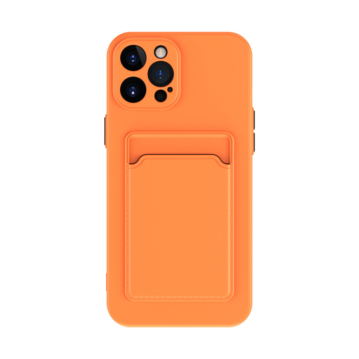 Orange phone case with card holder on a white background