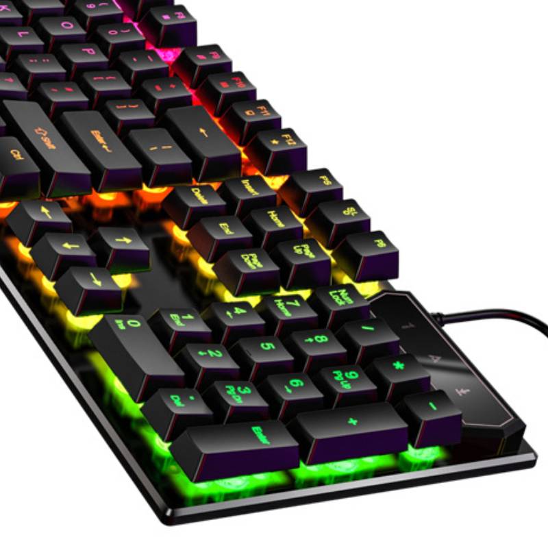 Gaming keyboard with RGB lighting on a white background