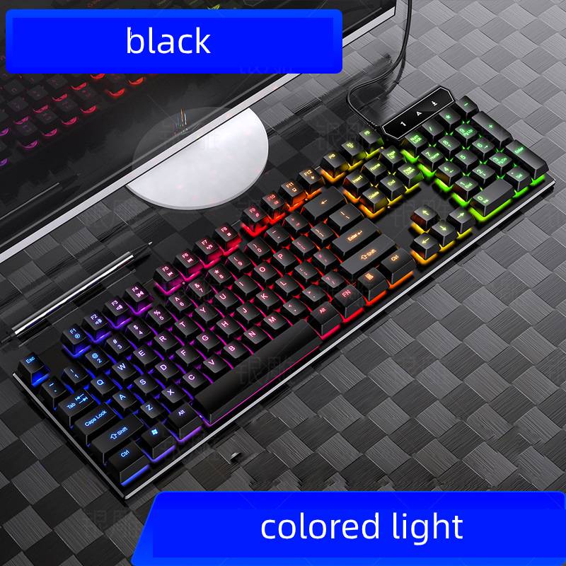 Colorful keyboard with RGB lighting on a checkered surface