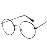 Round black eyeglasses on a white background