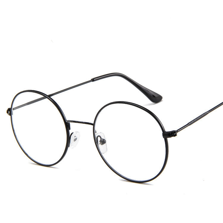 Round black eyeglasses on a white background