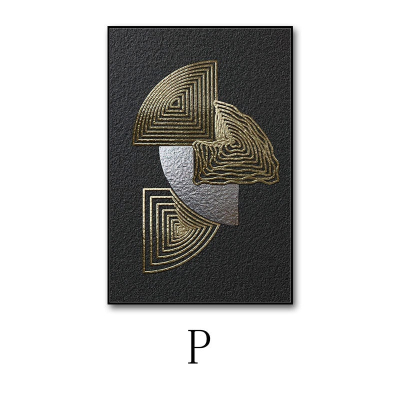 Decorative wall art with geometric design on a textured black background
