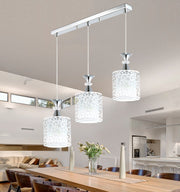 Modern pendant light fixture in a dining room setting