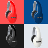 Four pairs of headphones in red, blue, black, and white on a grid with 'dft20' branding.