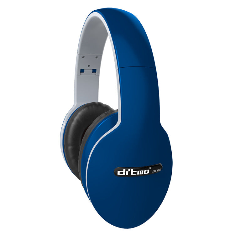 Blue headphones with white accents on a white background