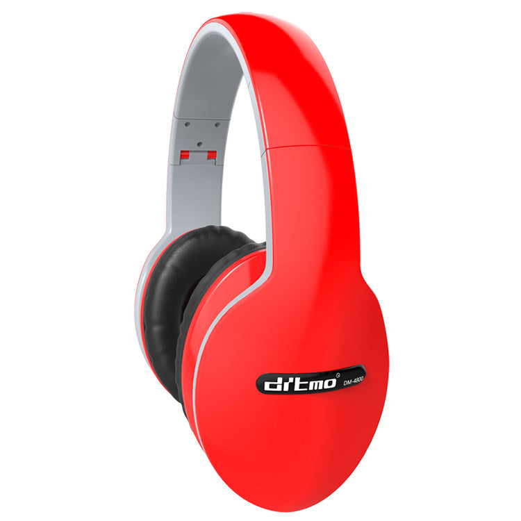 Red headphones with black ear pads on a white background
