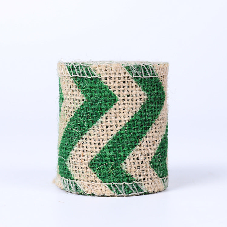 High-quality natural jute burlap ribbon roll with finished edges for rustic wedding decor, gift wrapping, and floral arrangements
