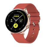 Smartwatch with a red strap on a white background