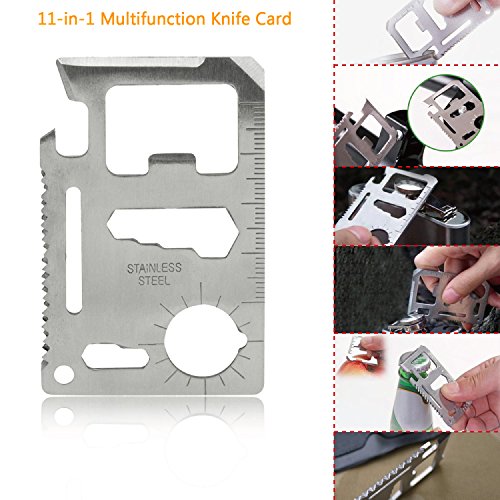 Multifunctional knife card with various tools on a white background