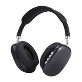 Black headphones on a white background