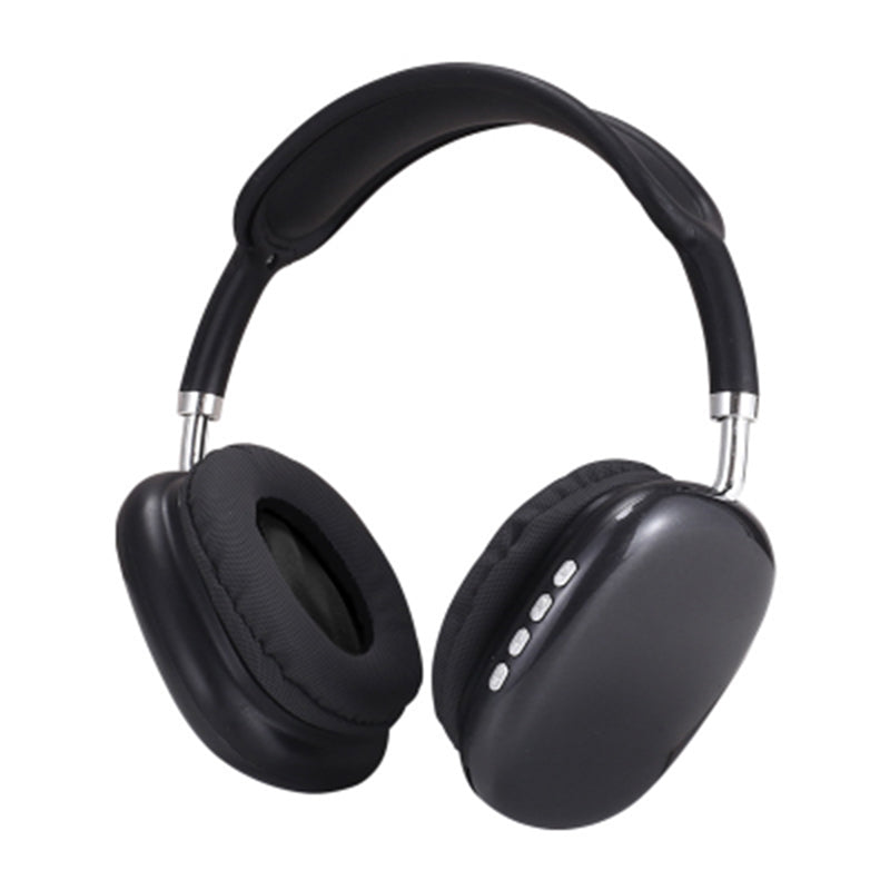 Black headphones on a white background
