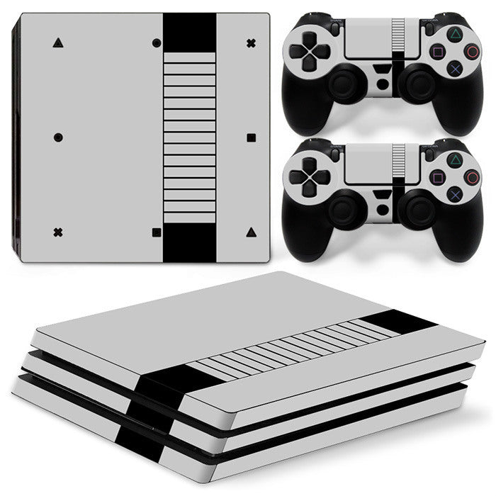 Gaming console and controllers with black and white design