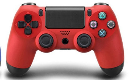 Red gaming controller with black accents on a white background
