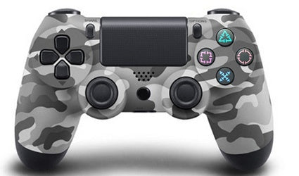 Camouflage-patterned gaming controller on a white background