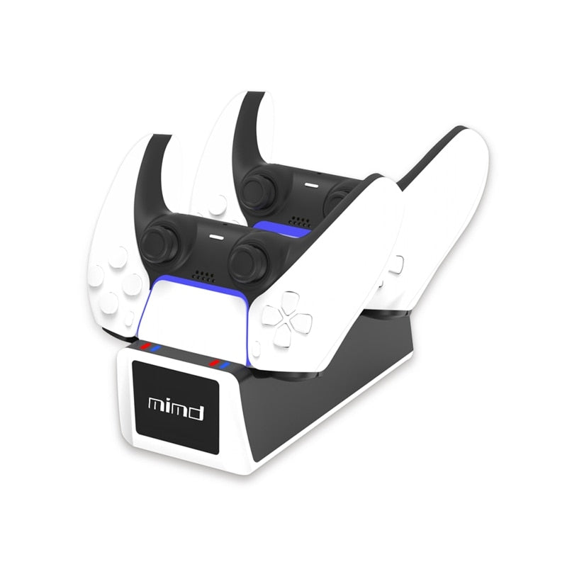 White and black gaming headset with 'mimd' branding on a white background