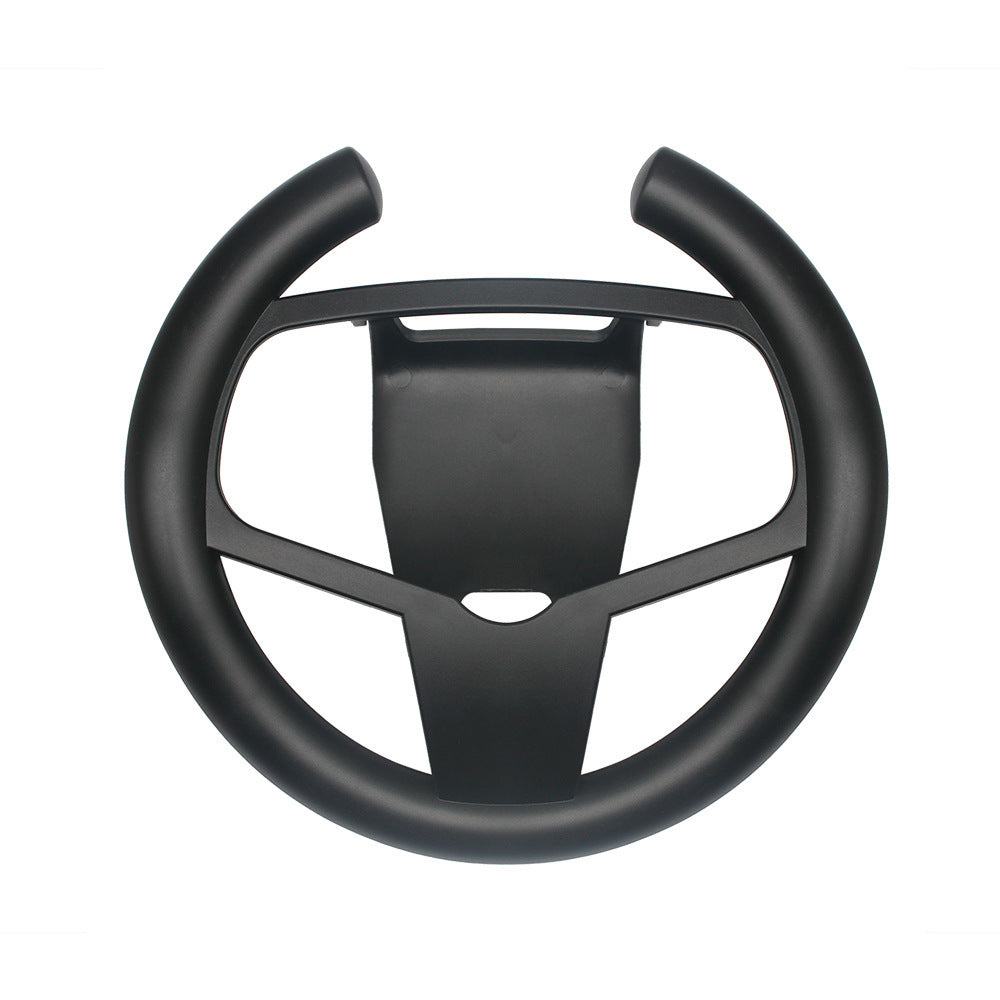 Black steering wheel on a white background