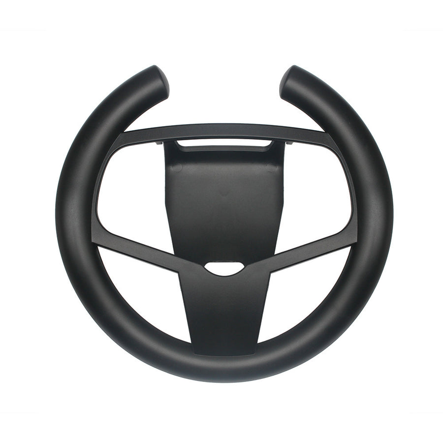 Black steering wheel on a white background