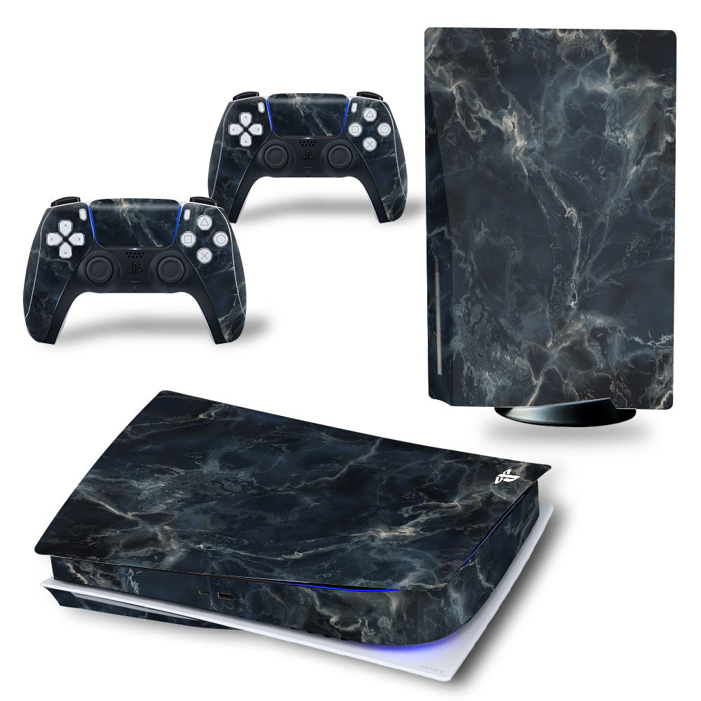 Full set of white vinyl decal stickers for PS5 Disk console and controllers