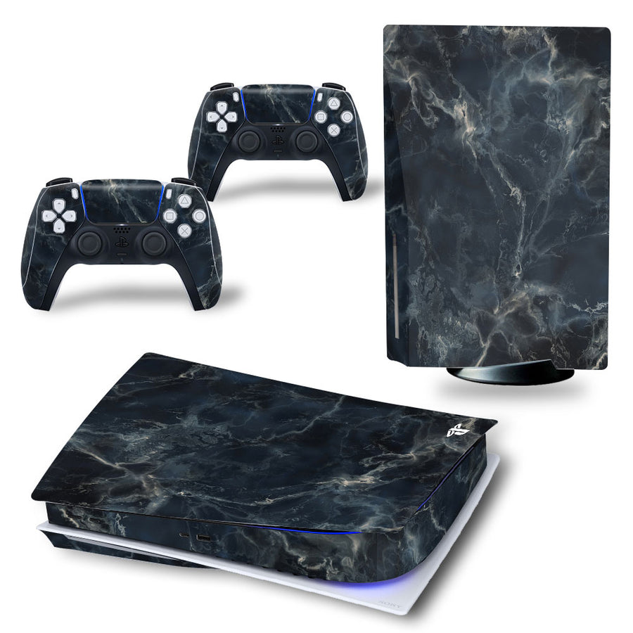 Full set of white vinyl decal stickers for PS5 Disk console and controllers