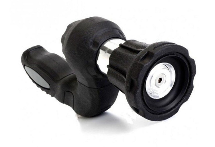 Black and silver pressure washer nozzle on a white background