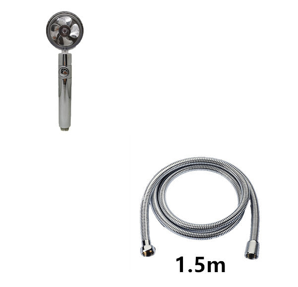 Handheld shower head with 1.5 meter hose on a white background