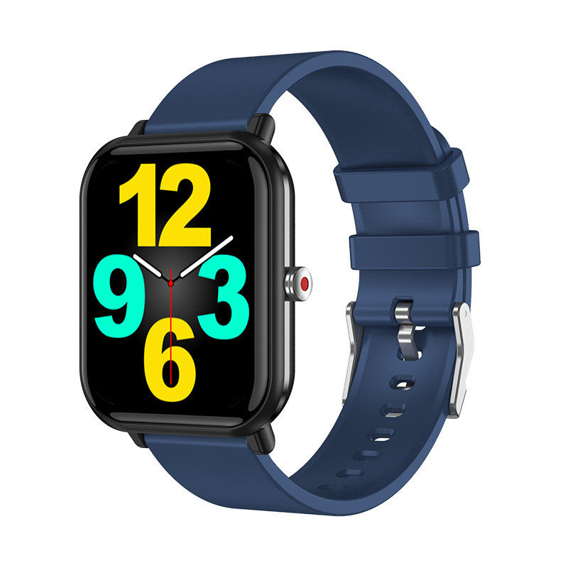 Smartwatch with a blue strap on a white background