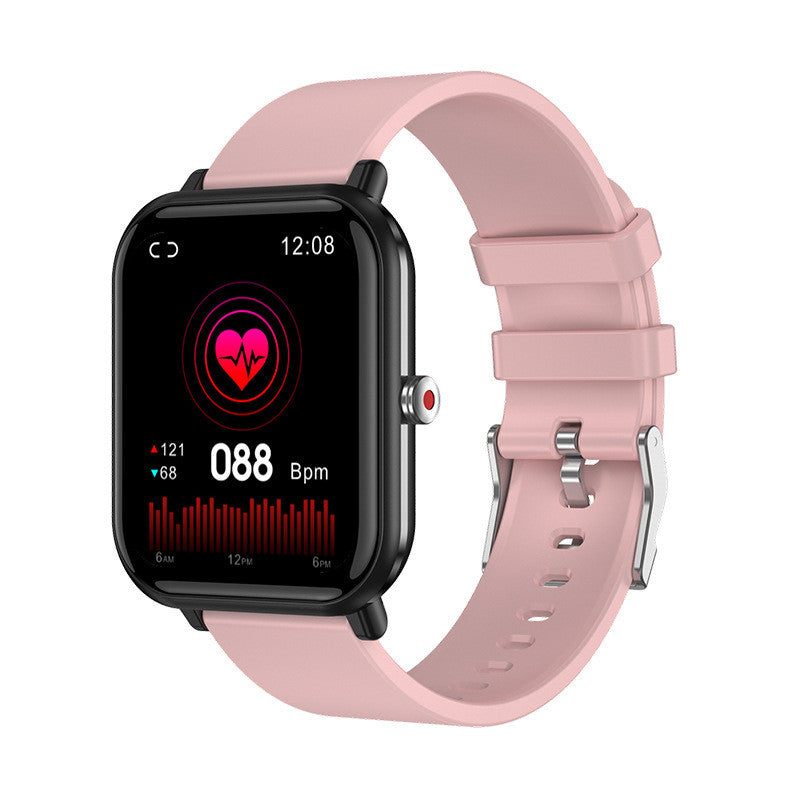 Smartwatch with a pink band on a white background