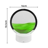 Round night light with green landscape design and measurements on a white background