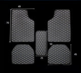Car floor mats with measurements on a black background