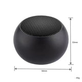 Black spherical speaker with measurements on a white background