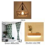 Collage of a pendant light, living room decor, and wall-mounted shelf with plant.