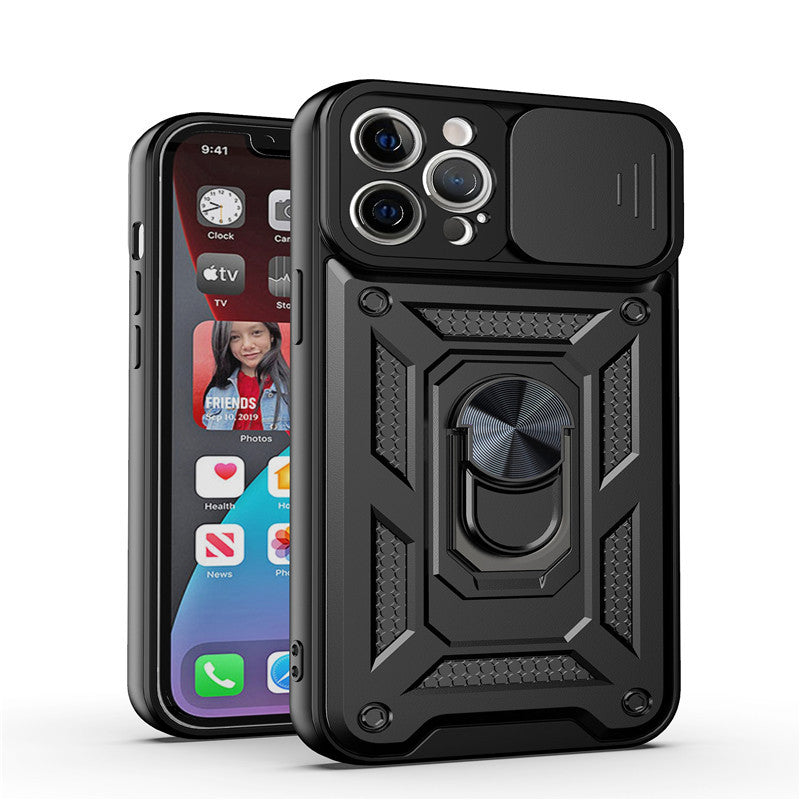 Sliding camera cover iPhone case anti drop magnetic stand