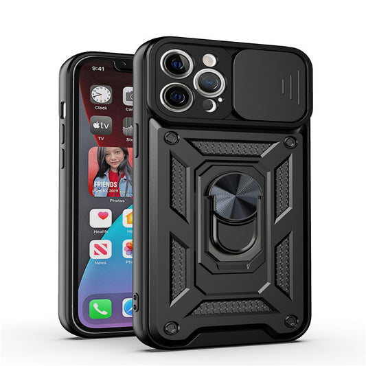Sliding camera cover iPhone case anti drop magnetic stand