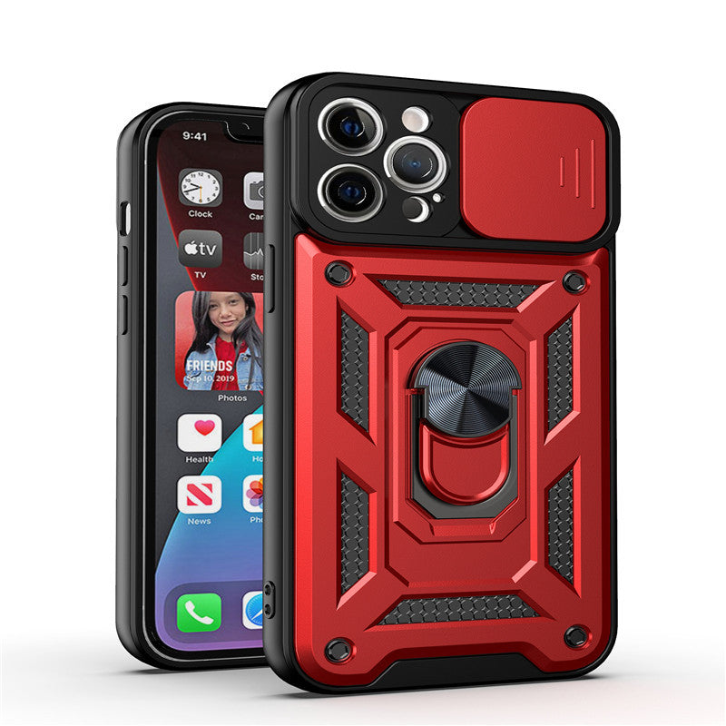 Sliding camera cover iPhone case anti drop magnetic stand