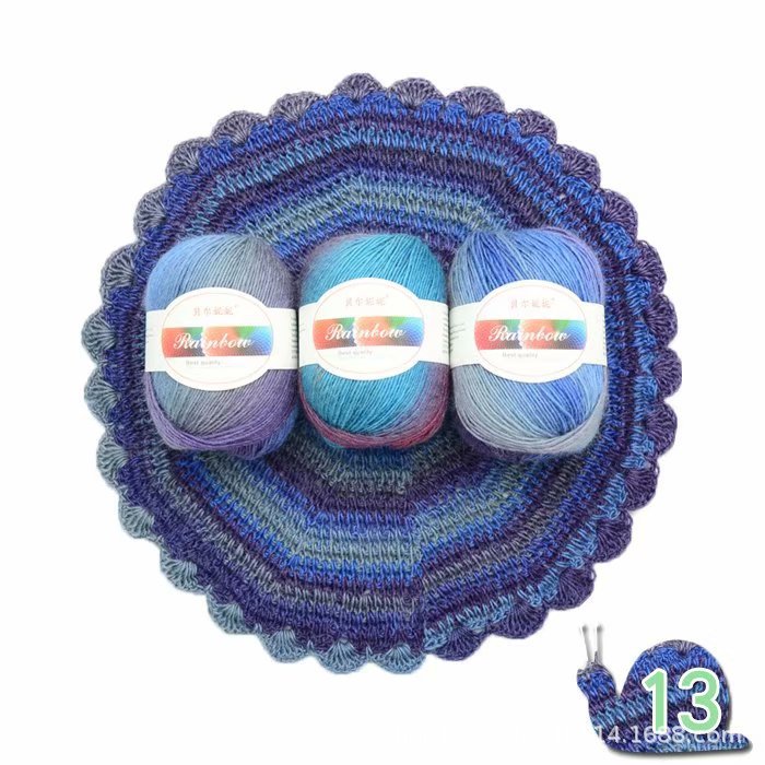 Soft rainbow gradient ball of yarn with vibrant multi-color transitions for knitting, crochet, and DIY fiber arts