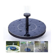 Solar water fountain on a white background with additional views of its use.