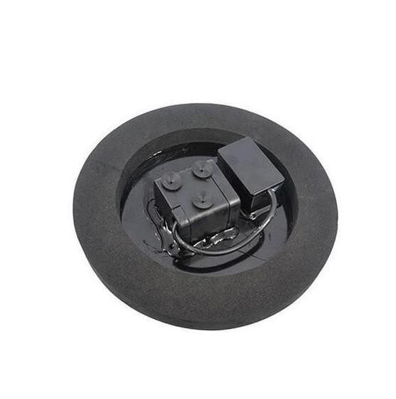 Black circular mechanical component on a white background