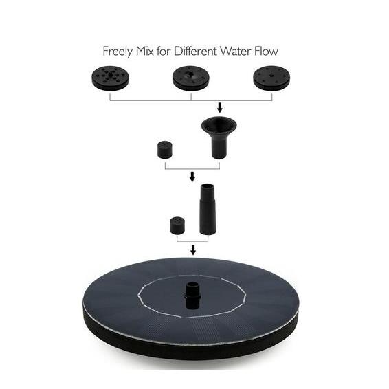 Black water flow control device with various components on a white background