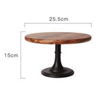 Round wooden table with dimensions labeled on a white background