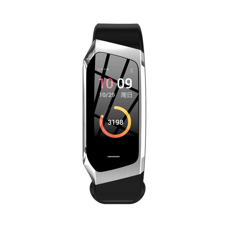 Smartwatch with a black band on a white background