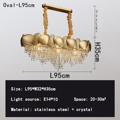 Chandelier with dimensions and specifications on a gray background