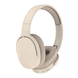 Beige headphones on a white background