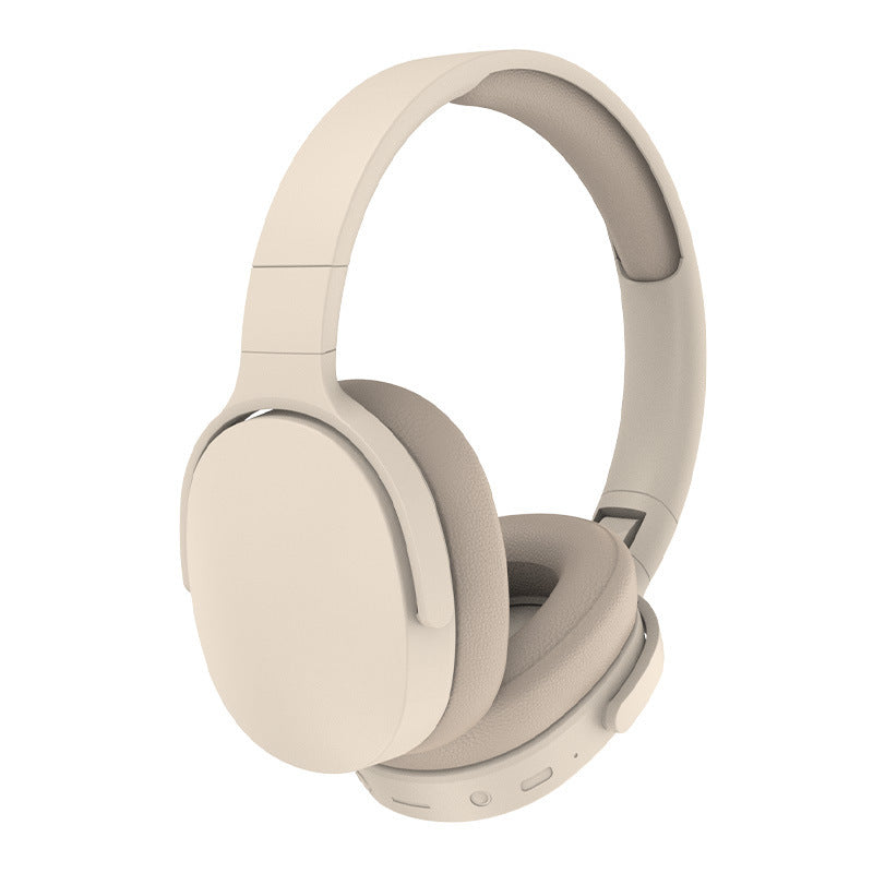 Beige headphones on a white background